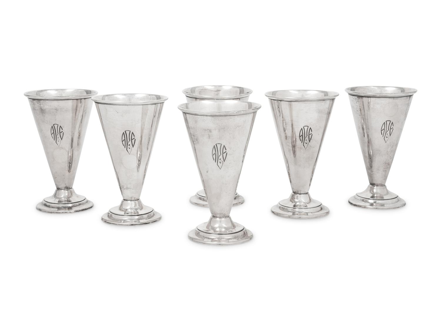 A Set of Six American Silver Goblets