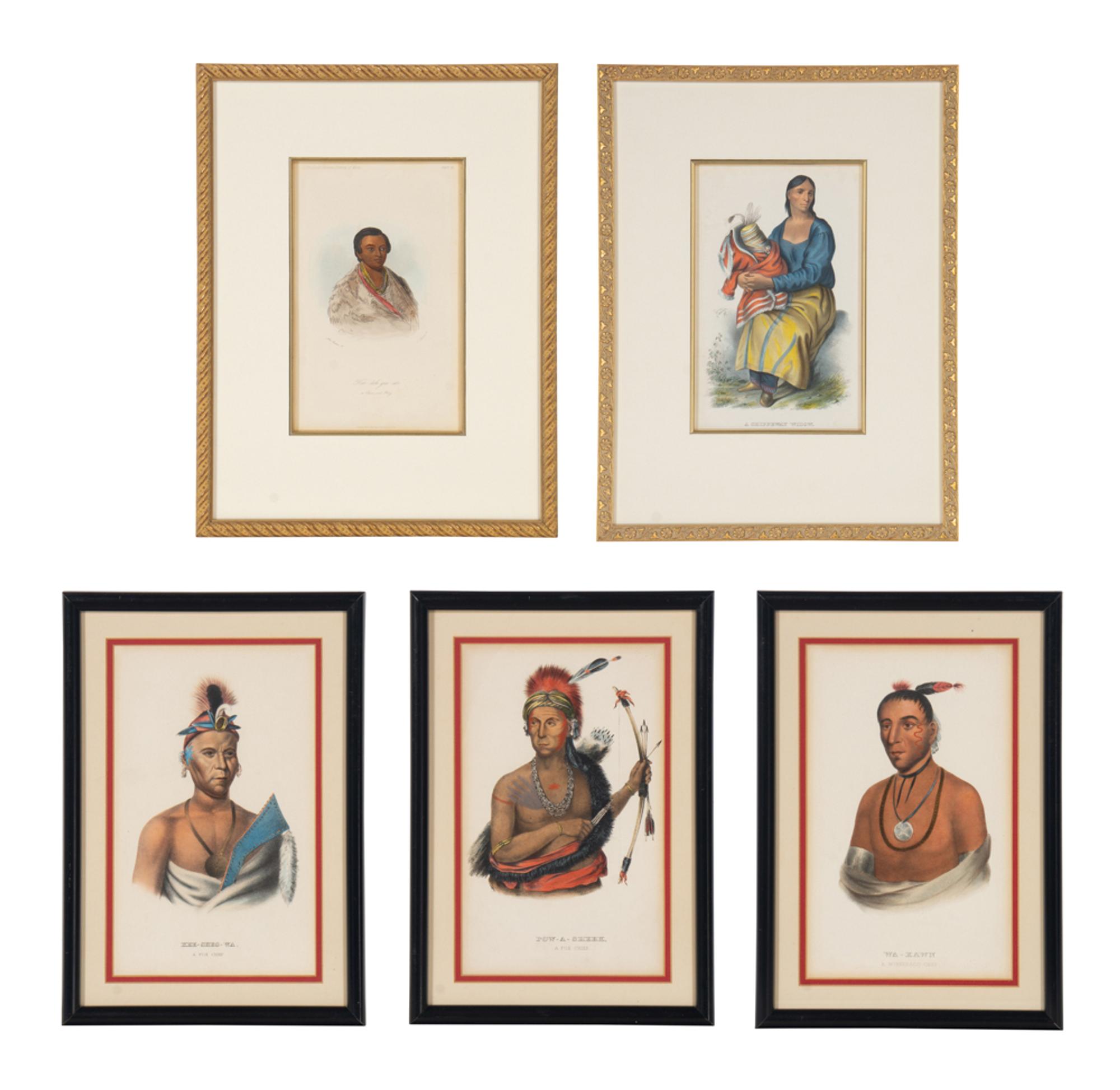 A Group of Five McKenney & Hall and George Catlin Prints