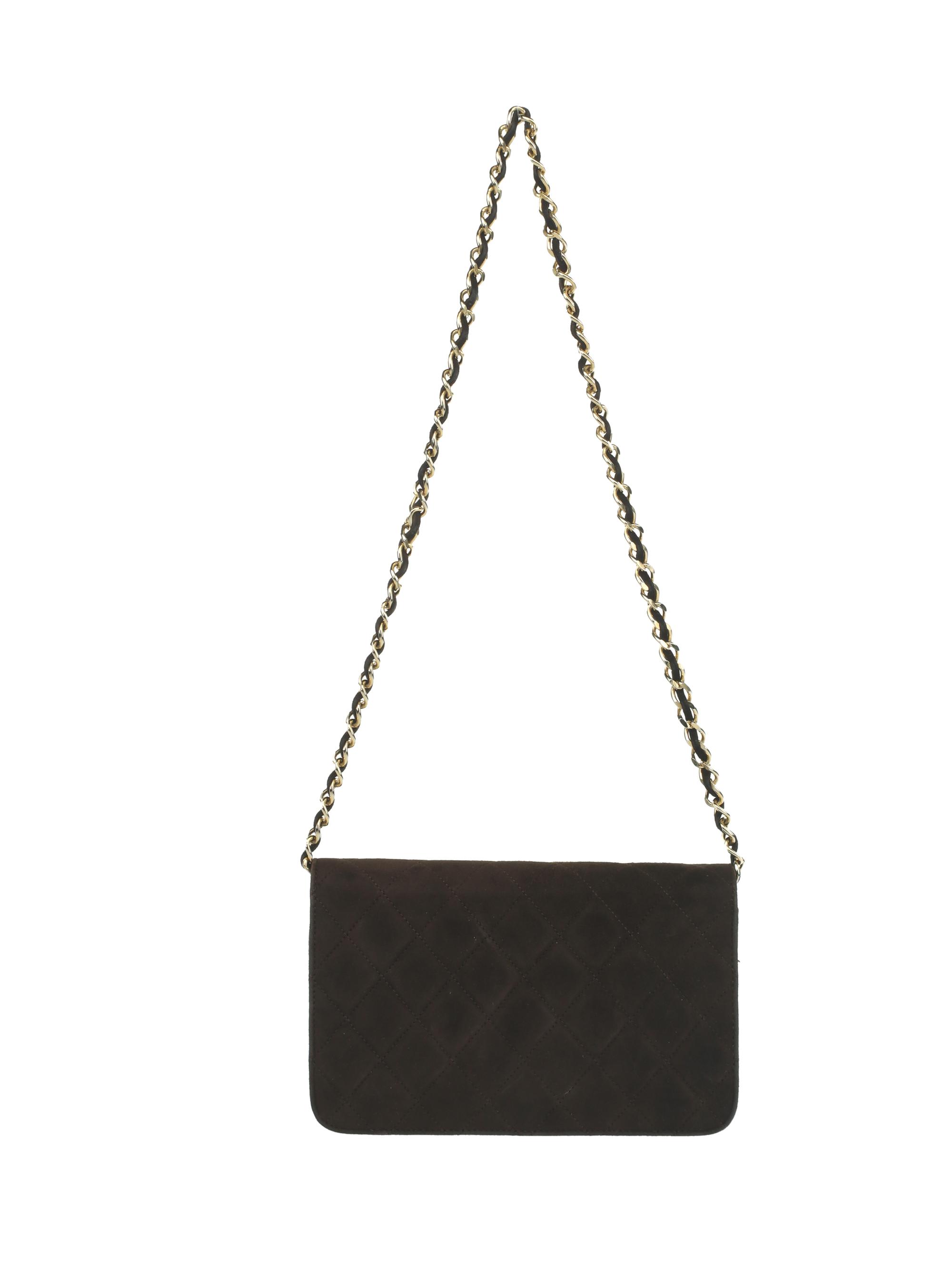 Chanel Brown Quilted Suede Shoulder Bag