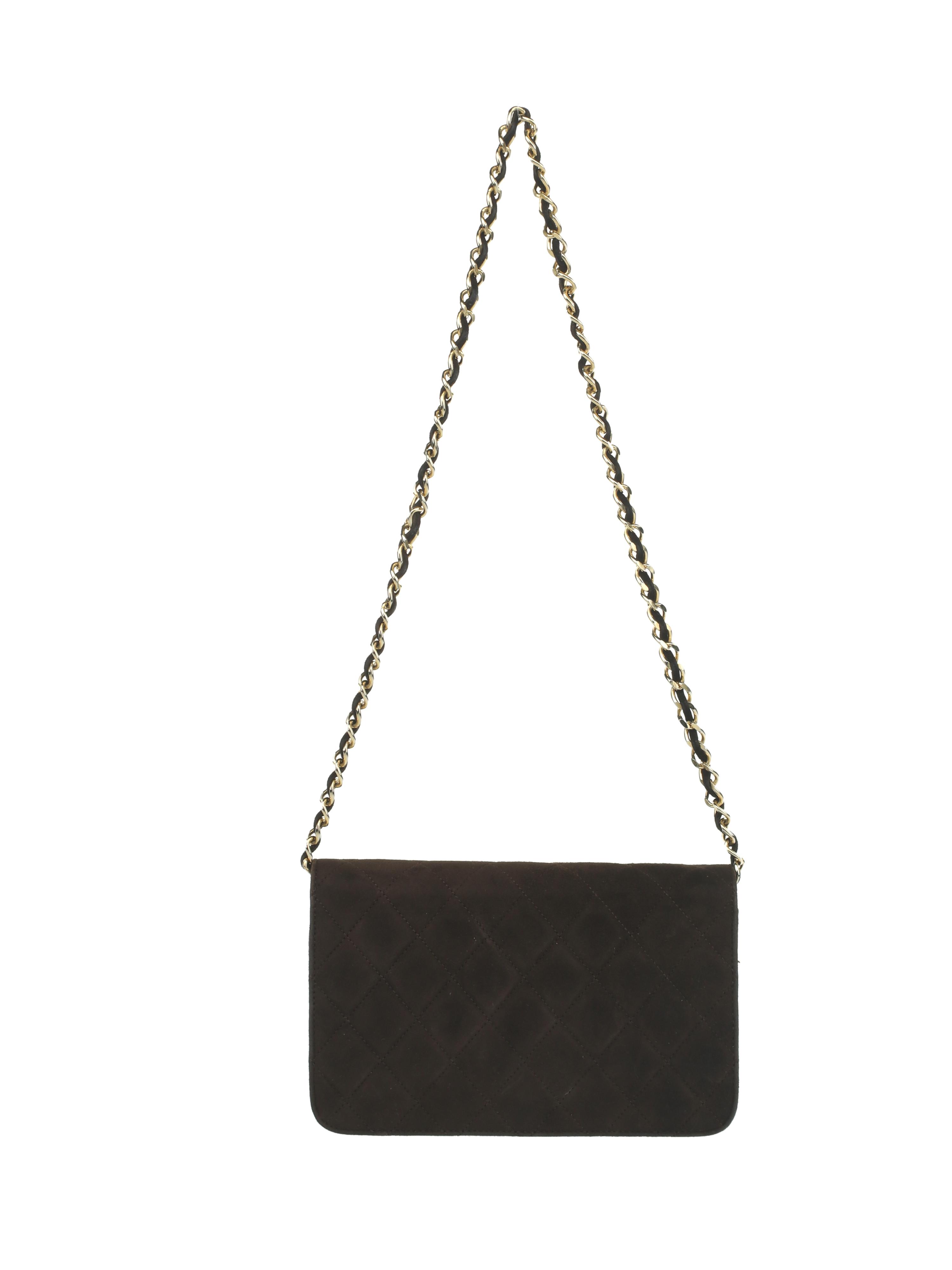 Chanel Brown Quilted Suede Shoulder Bag