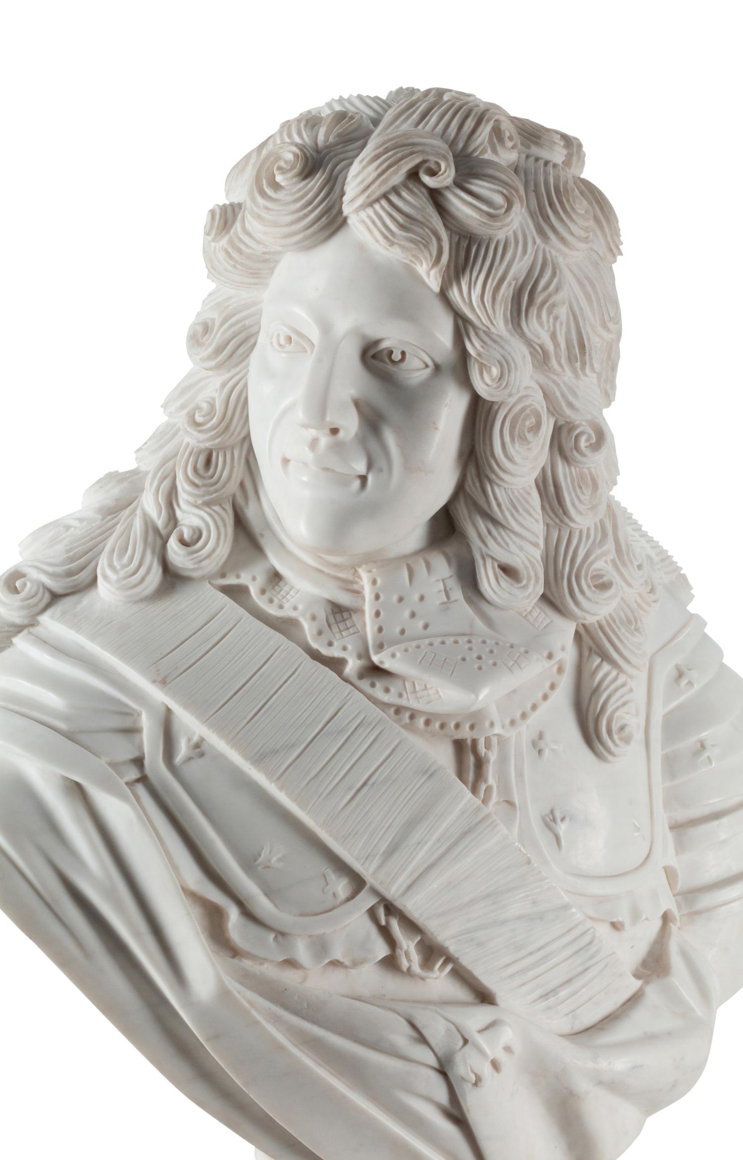 A French Marble Bust and an Associated Swiveling Marble Pedestal