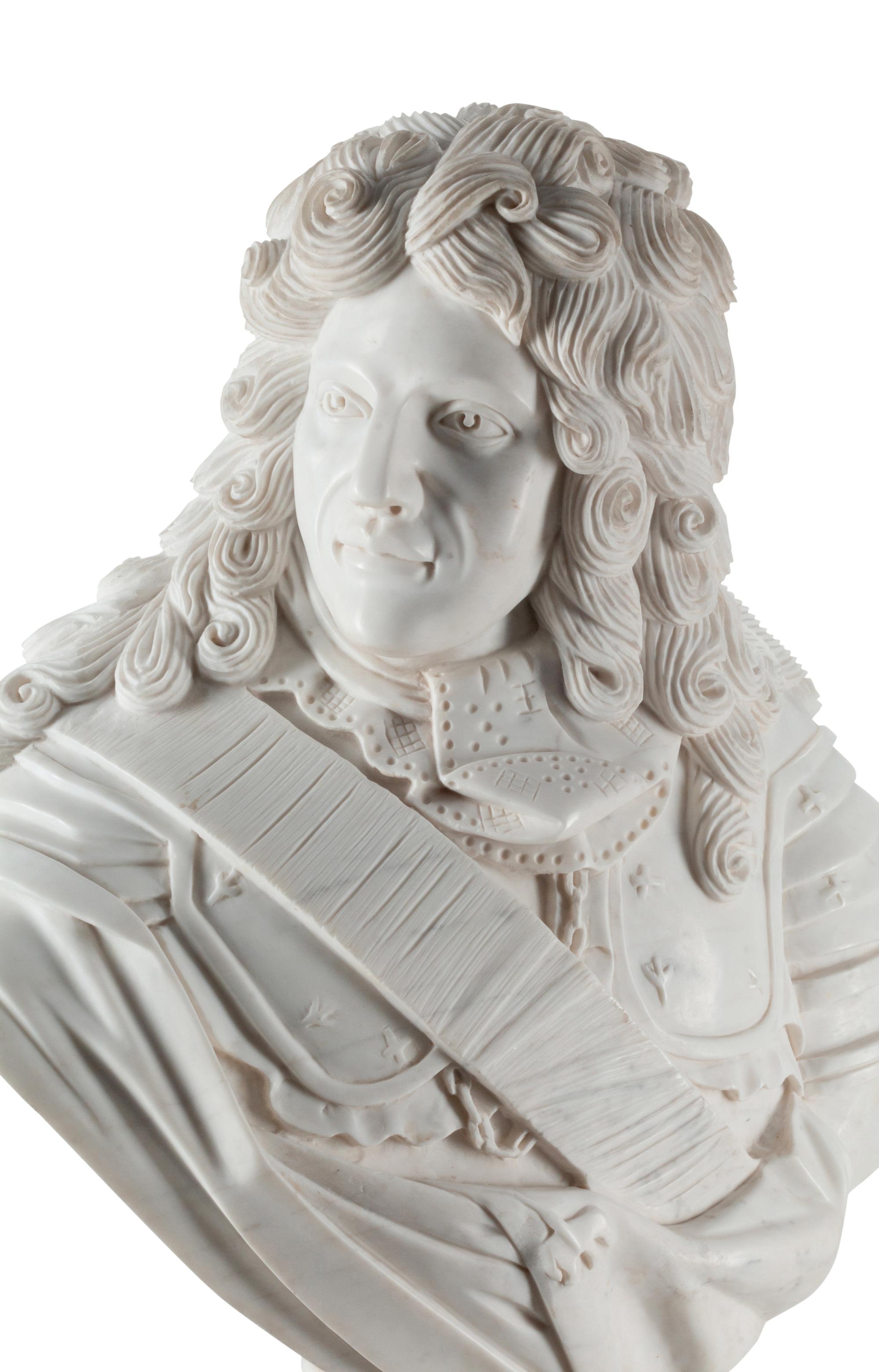 A French Marble Bust and an Associated Swiveling Marble Pedestal