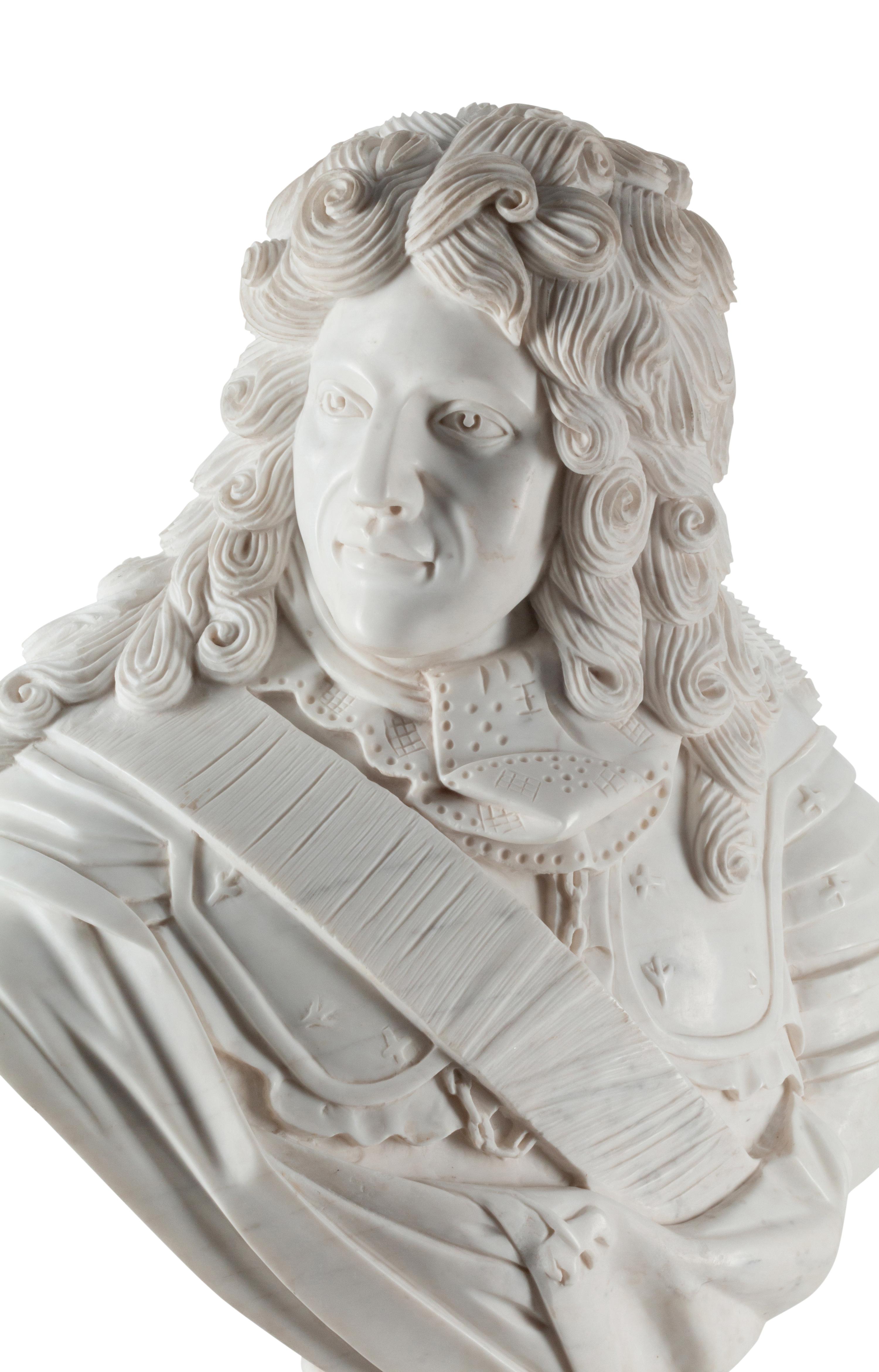 A French Marble Bust and an Associated Swiveling Marble Pedestal