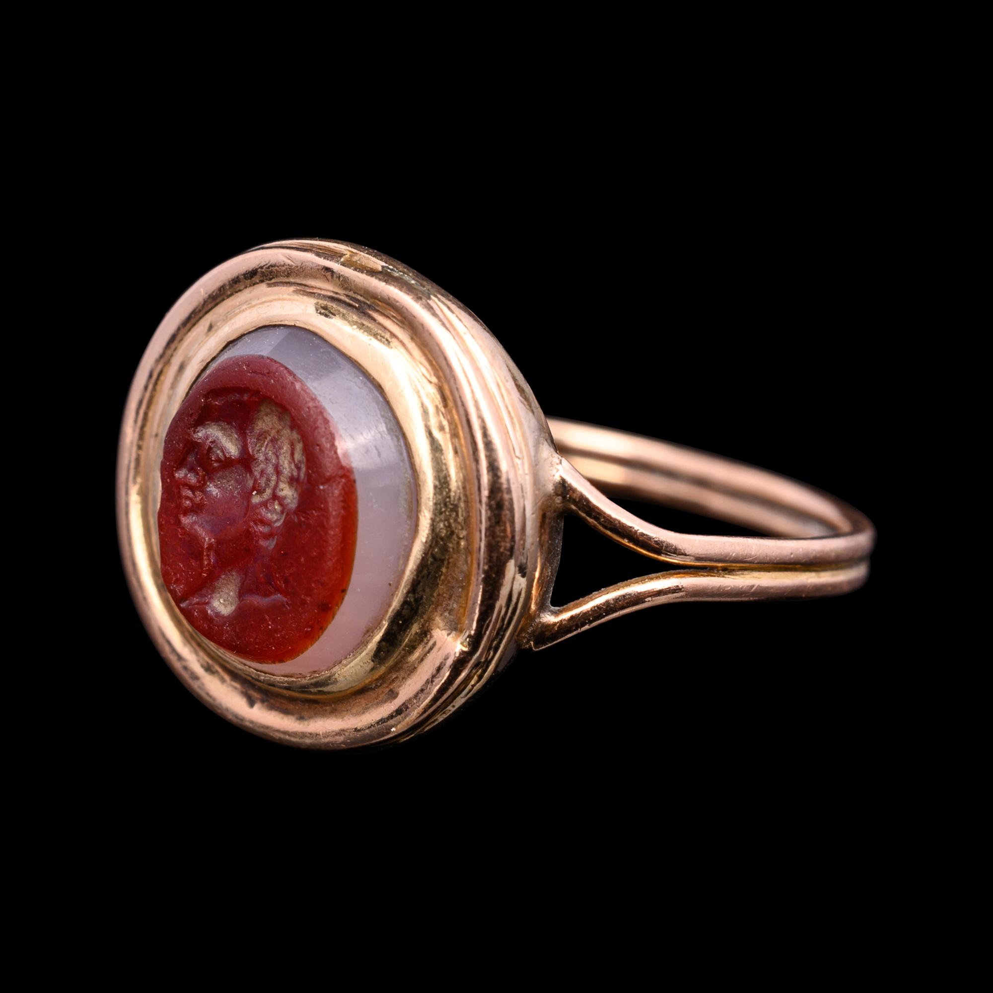 A Roman Agate Ringstone with a Portrait Head of a Man
