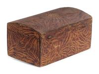 A Country Grain Painted and Carved Horn Inset Pine and Poplar Domed-Top Box, 19th Century