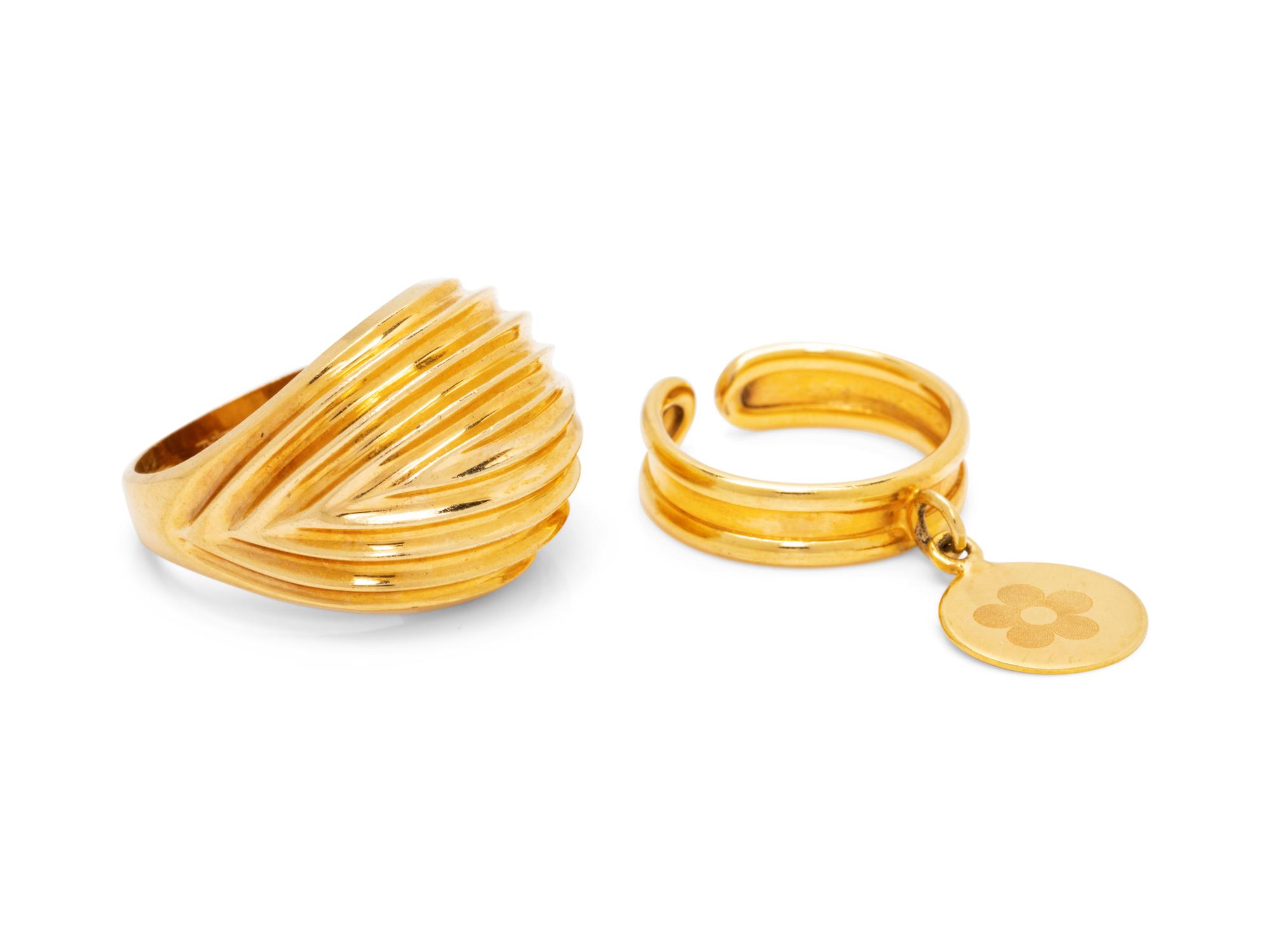 A Collection of 14 Karat Yellow Gold Rings,