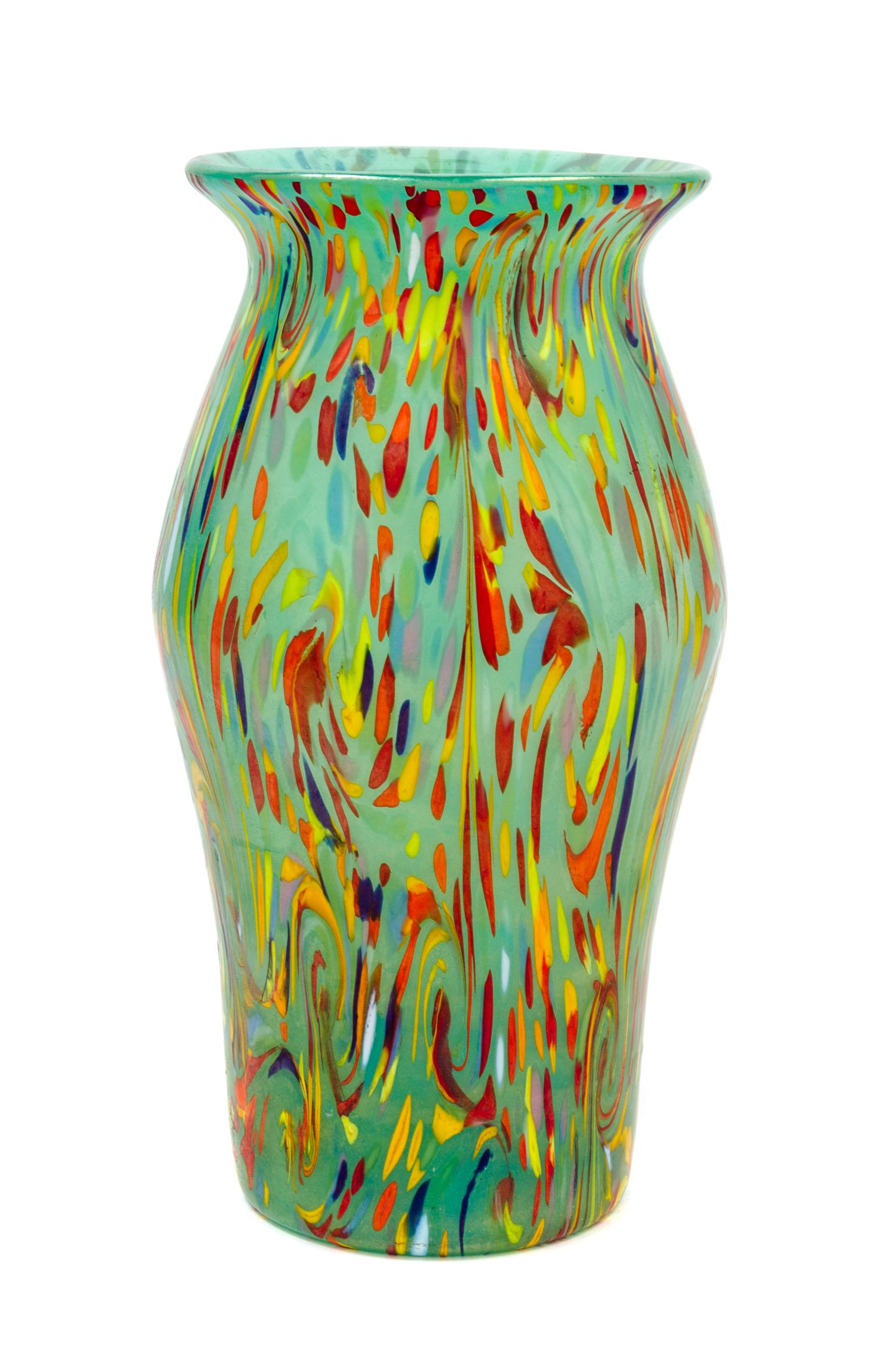 A Czechoslovakian Loetz Ausfuhrung Glass Vase Height 8 5/8 inches.