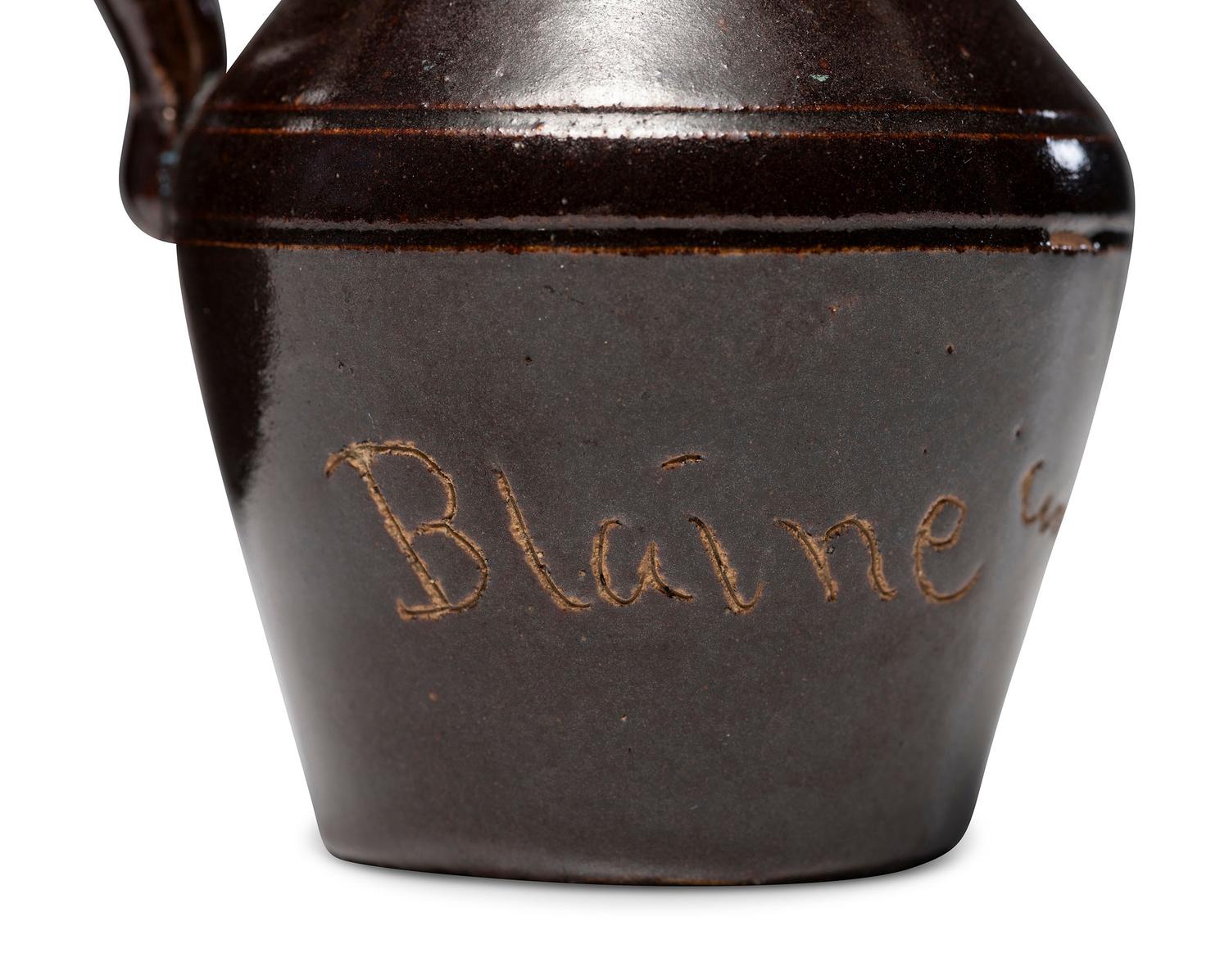A Miniature Albany Slip-Glazed Political Campaign Favor Pitcher