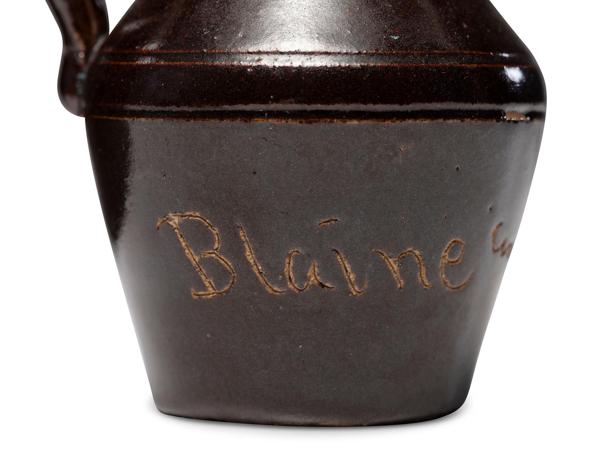 A Miniature Albany Slip-Glazed Political Campaign Favor Pitcher