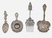 A group of five Renaissance Revival silver table items, Hanau, Germany and Providence, RI, late 19th / early 20th century