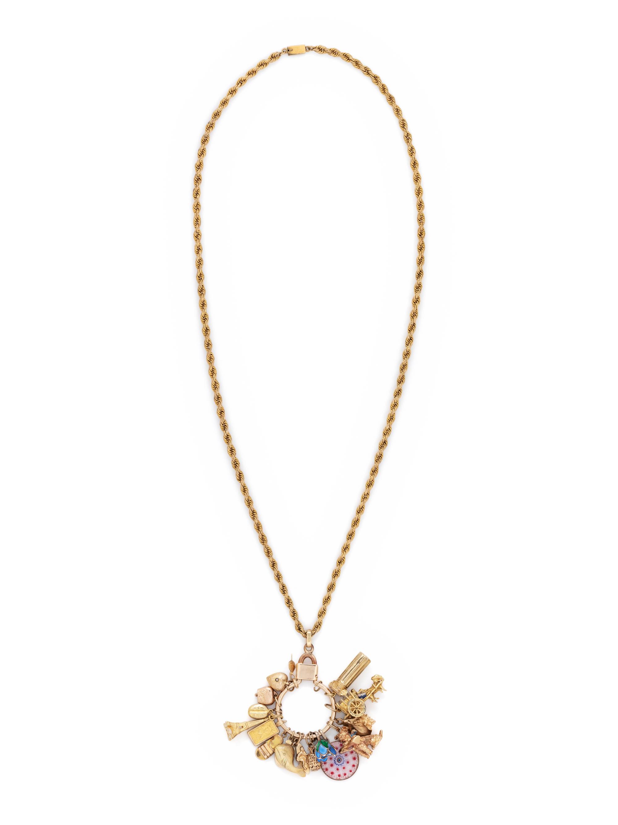 YELLOW GOLD CHARM NECKLACE