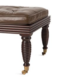 A Pair of English Mahogany and Leather-Upholstered Stools