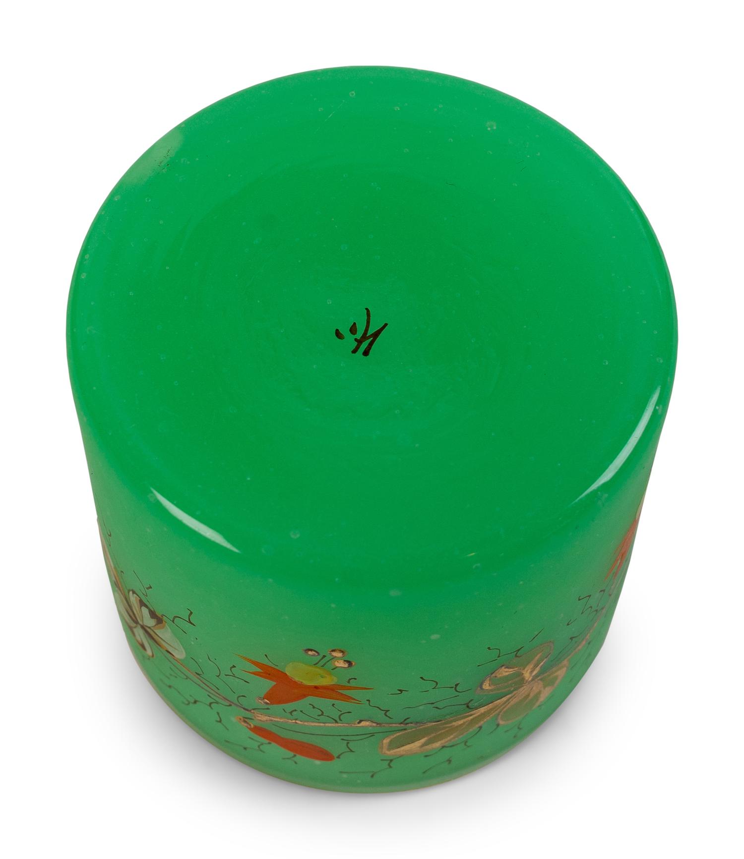 A Collection of Fifteen Green Opaline Glass Items — 19TH CENTURY