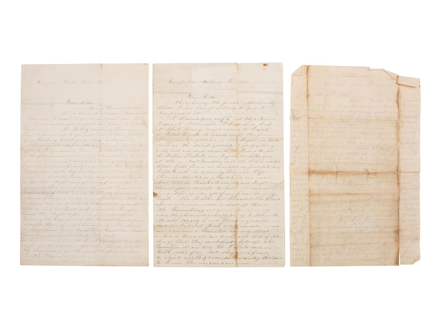 [CIVIL WAR]. War-date letter archive of Sergeant Duncan Thompson (ca 1841-1864), 19th Ohio Infantry and 64th Ohio Infantry, DOW Rocky Face Ridge, GA.