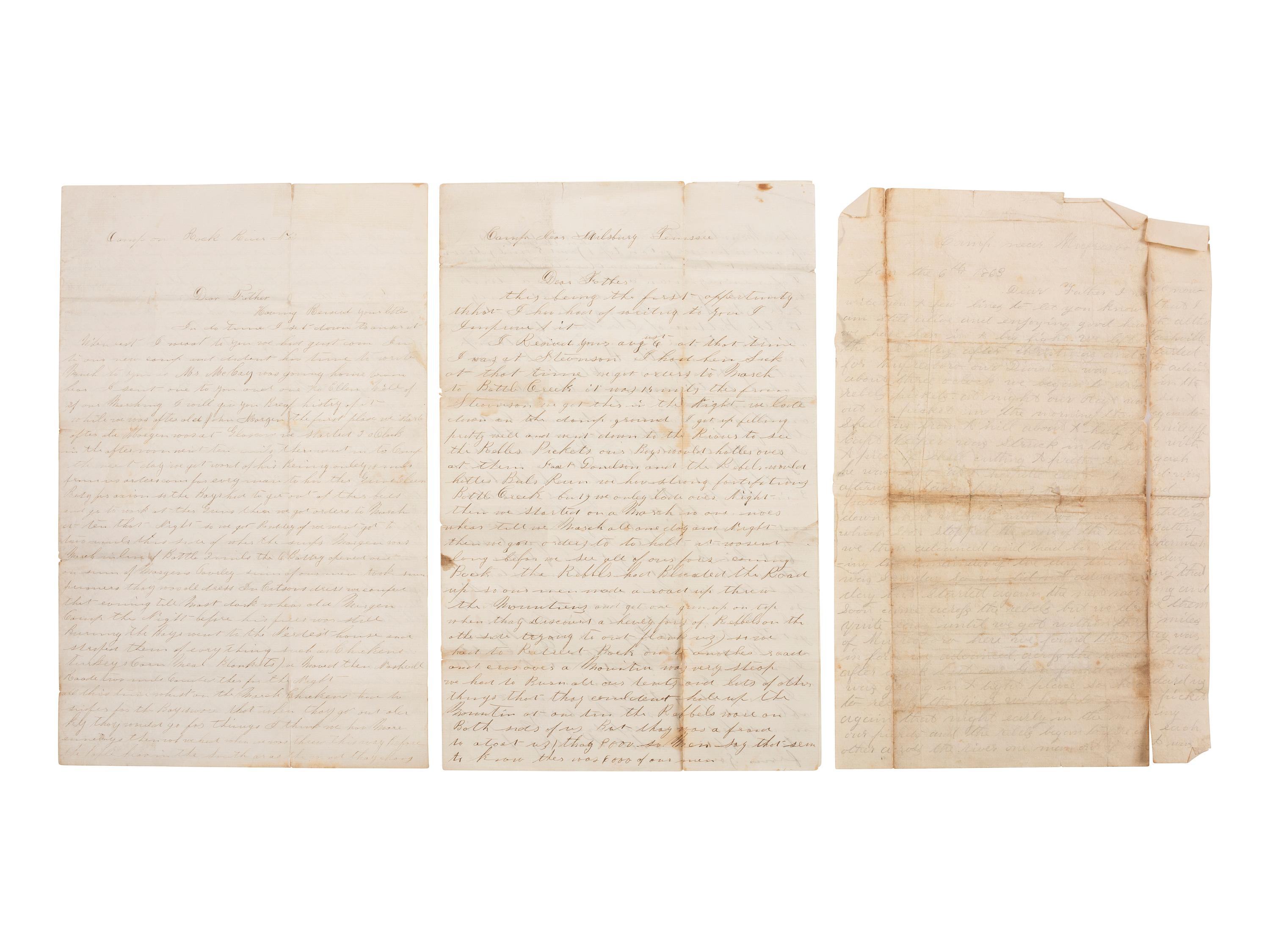 [CIVIL WAR]. War-date letter archive of Sergeant Duncan Thompson (ca 1841-1864), 19th Ohio Infantry and 64th Ohio Infantry, DOW Rocky Face Ridge, GA.