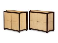 A Pair of Gatsby Leather-Inset Console Cabinets