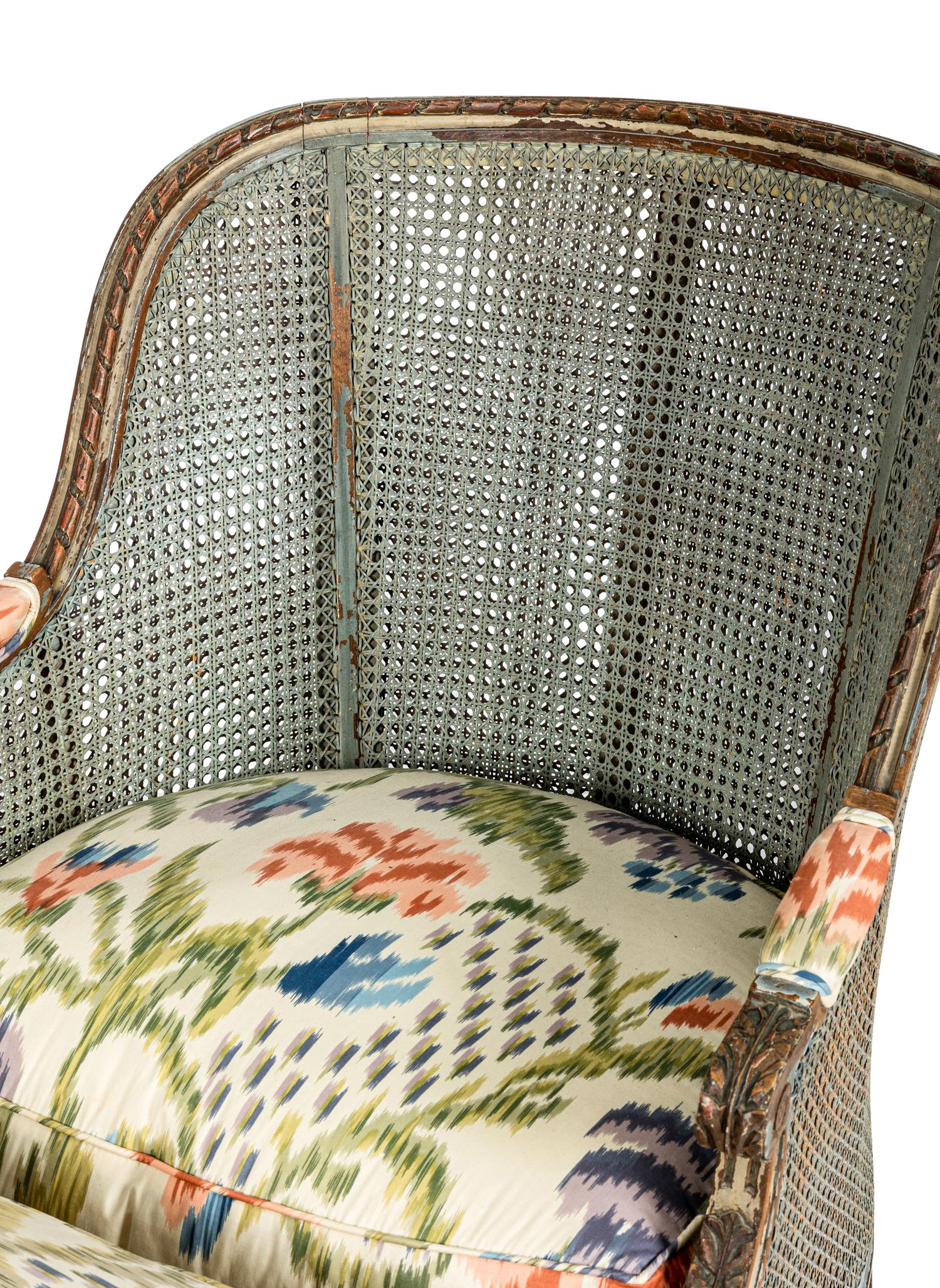 A Louis XVI Style Blue-Painted Duchesse Brisée