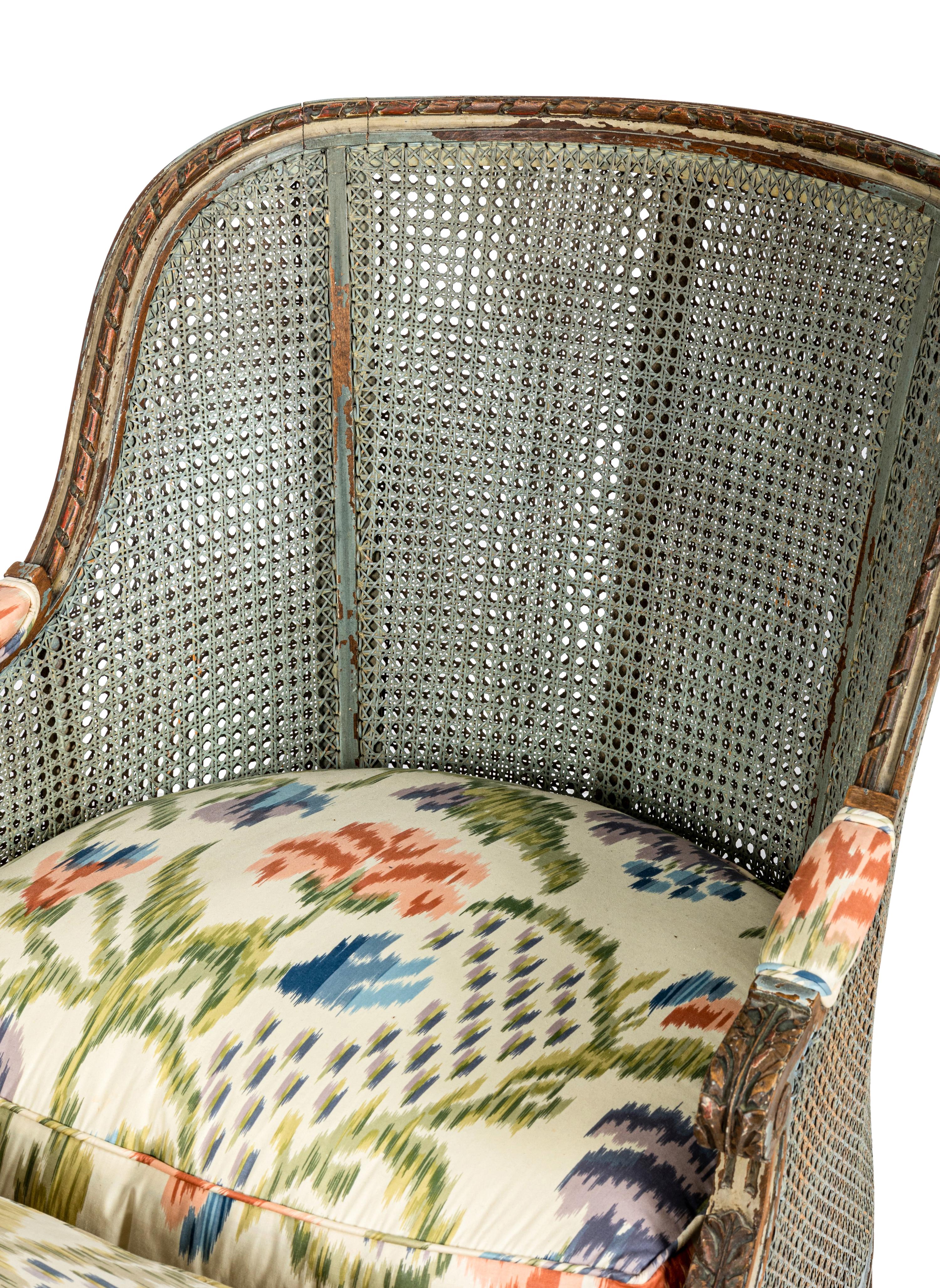 A Louis XVI Style Blue-Painted Duchesse Brisée