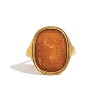 A Neoclassical Gold and Glass Finger Ring with a Homeric Scene of the Trojan Horse