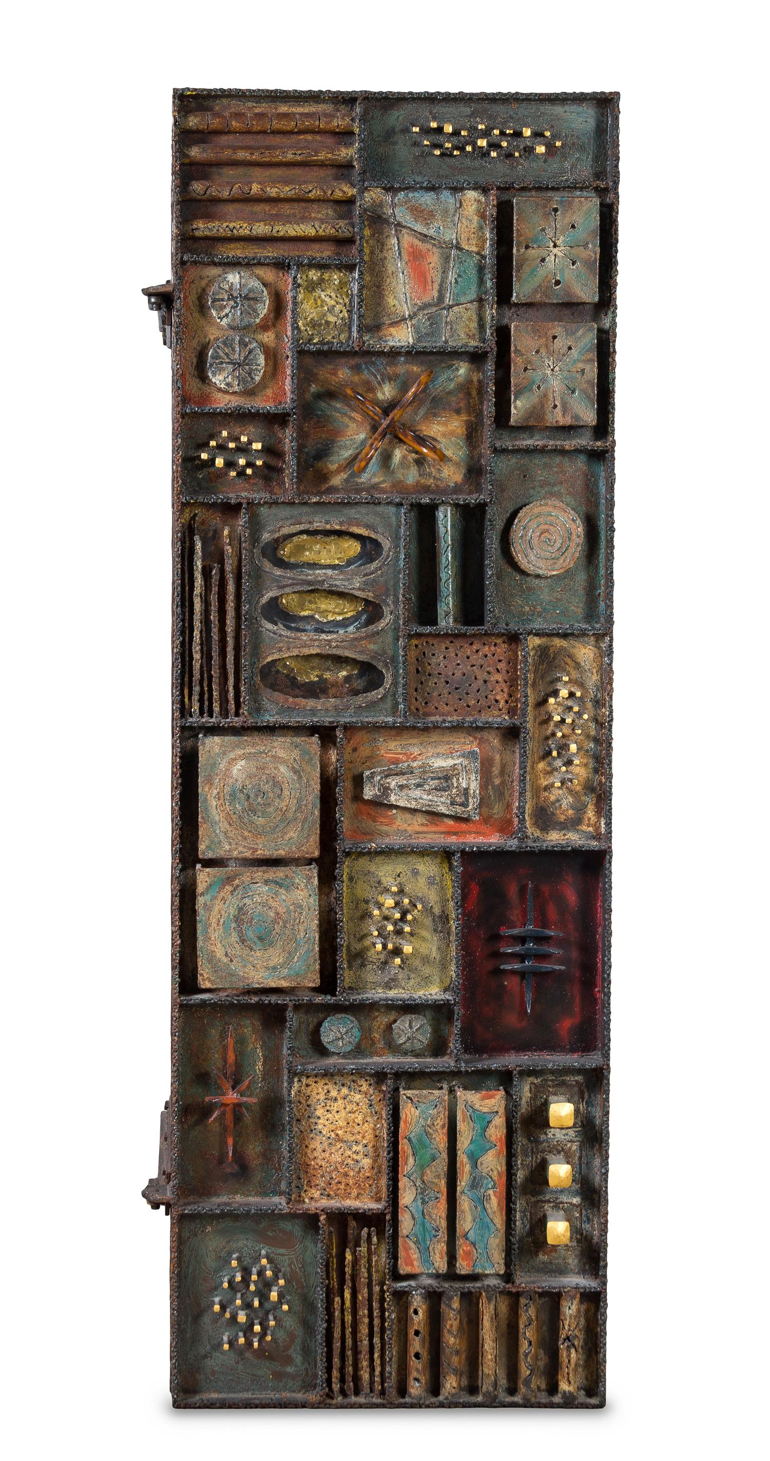 A Paul Evans Sculpture Front Cabinet Height 72 x width 24 x depth 24 1/2 inches. — CIRCA 1973