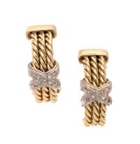 BICOLOR GOLD AND DIAMOND EARCLIPS