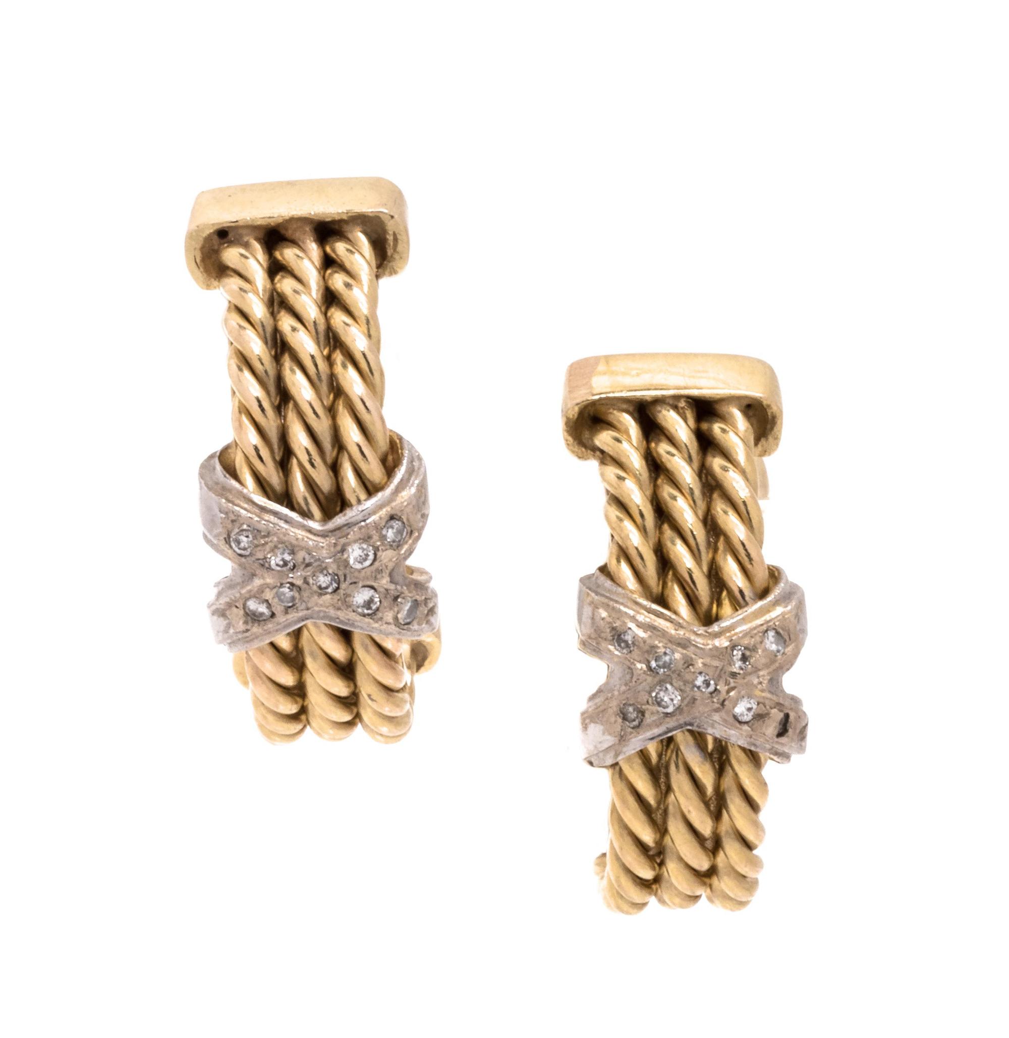 BICOLOR GOLD AND DIAMOND EARCLIPS
