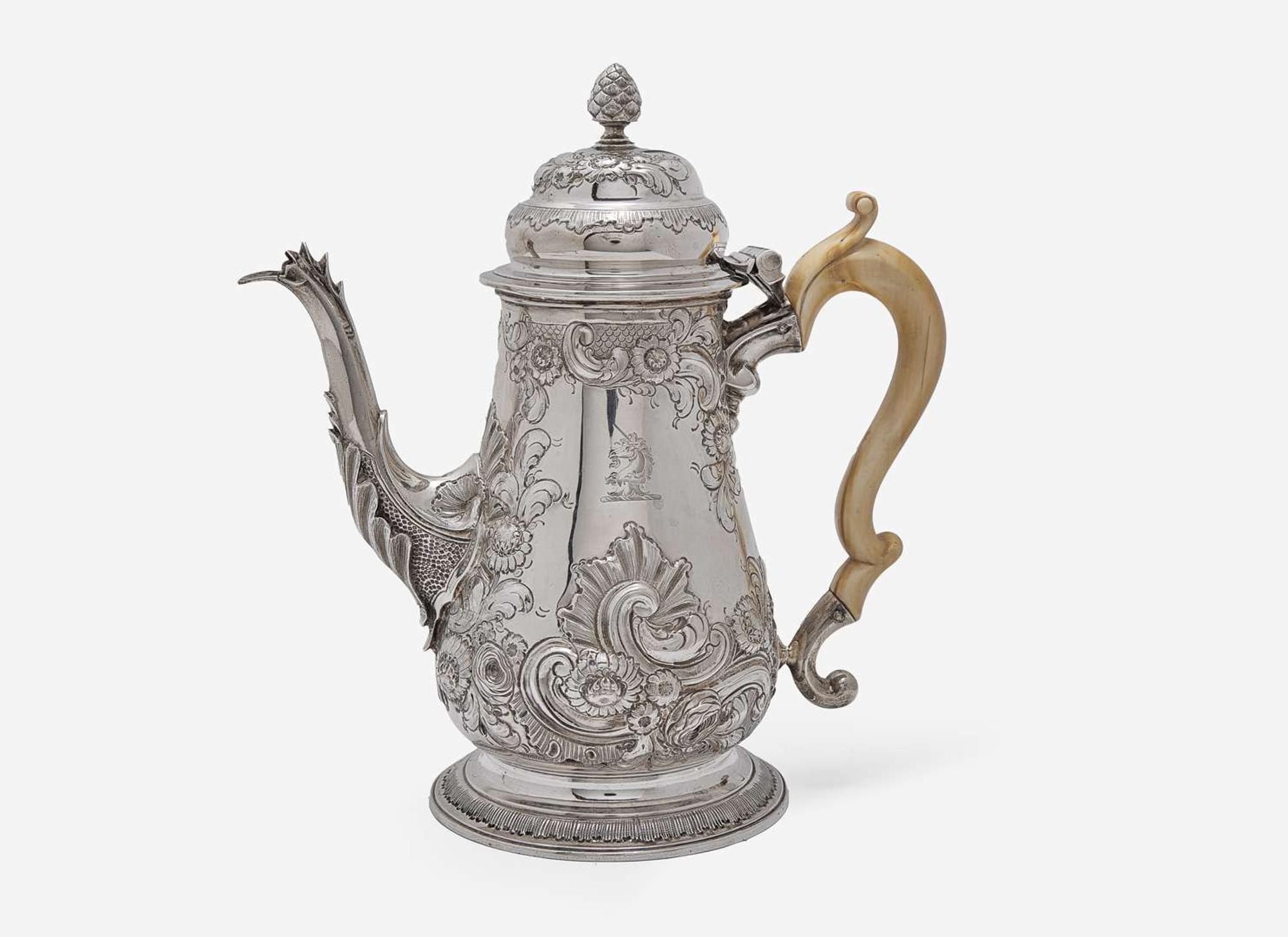 A George II sterling silver coffeepot, Thomas Moore II, London, 1755