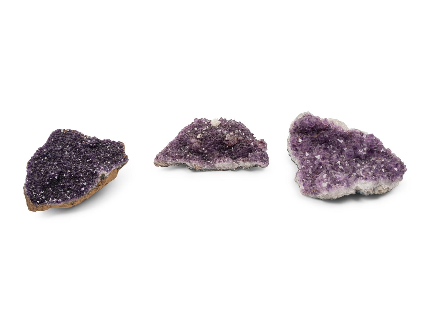 Three Amethyst Geode Specimens