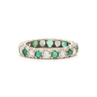 EMERALD AND DIAMOND ETERNITY BAND