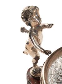 An American Silver Mounted Cut Glass, Marble and Silvered Bronze Table Centerpiece