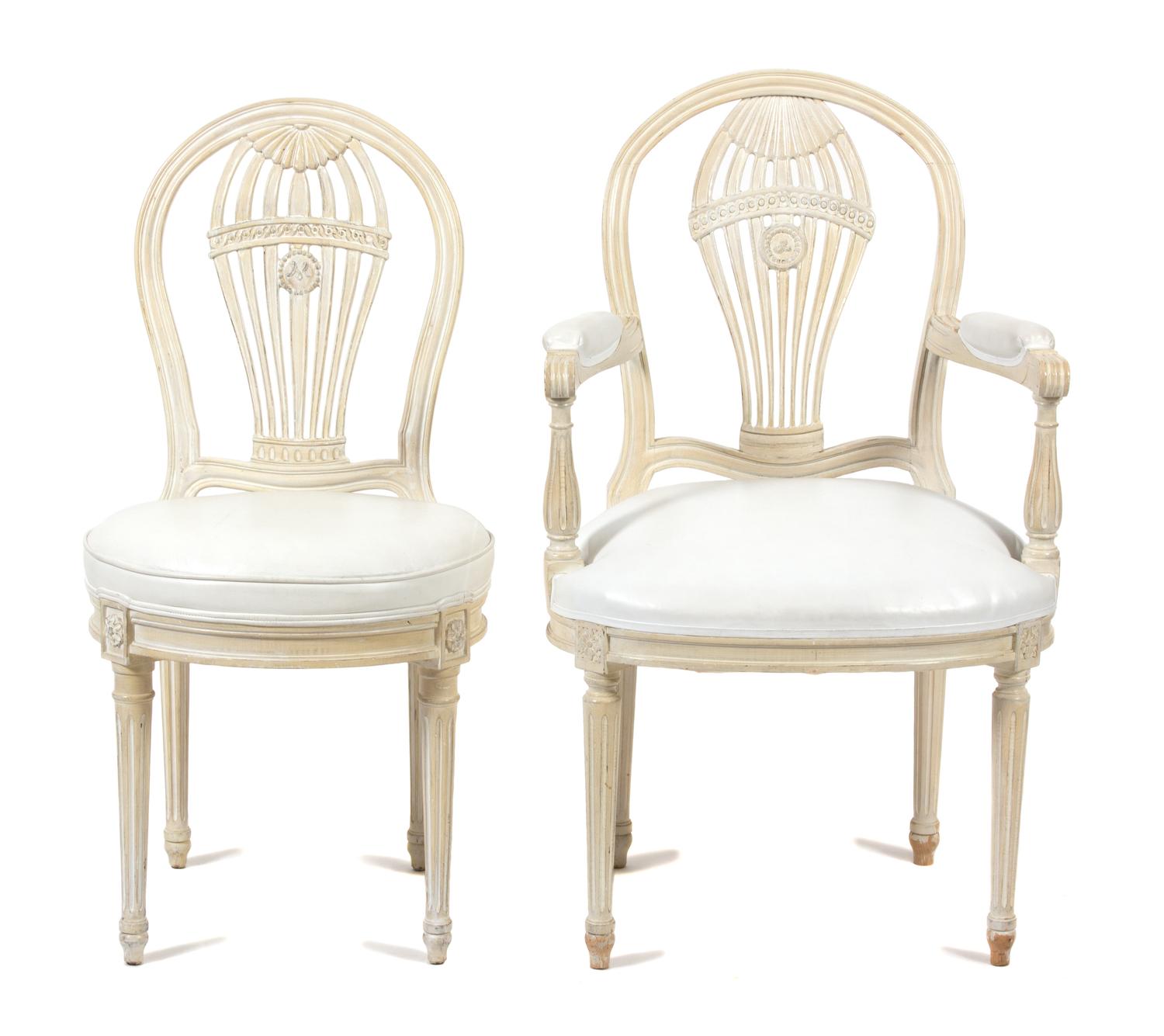 A Set of Four French Painted Mongolfier Armchairs Height 37 3/4 inches. — 20TH CENTURY