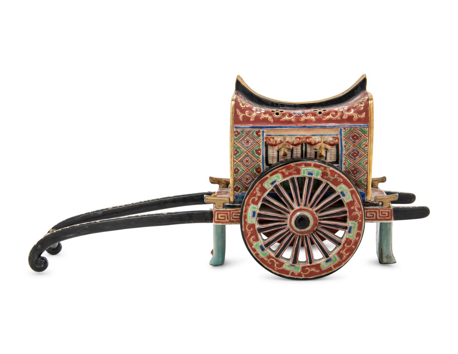 A Japanese Kutani Porcelain Cart