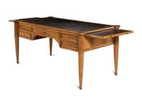 A Louis XVI Style Brass Mounted Walnut Bureau Plat