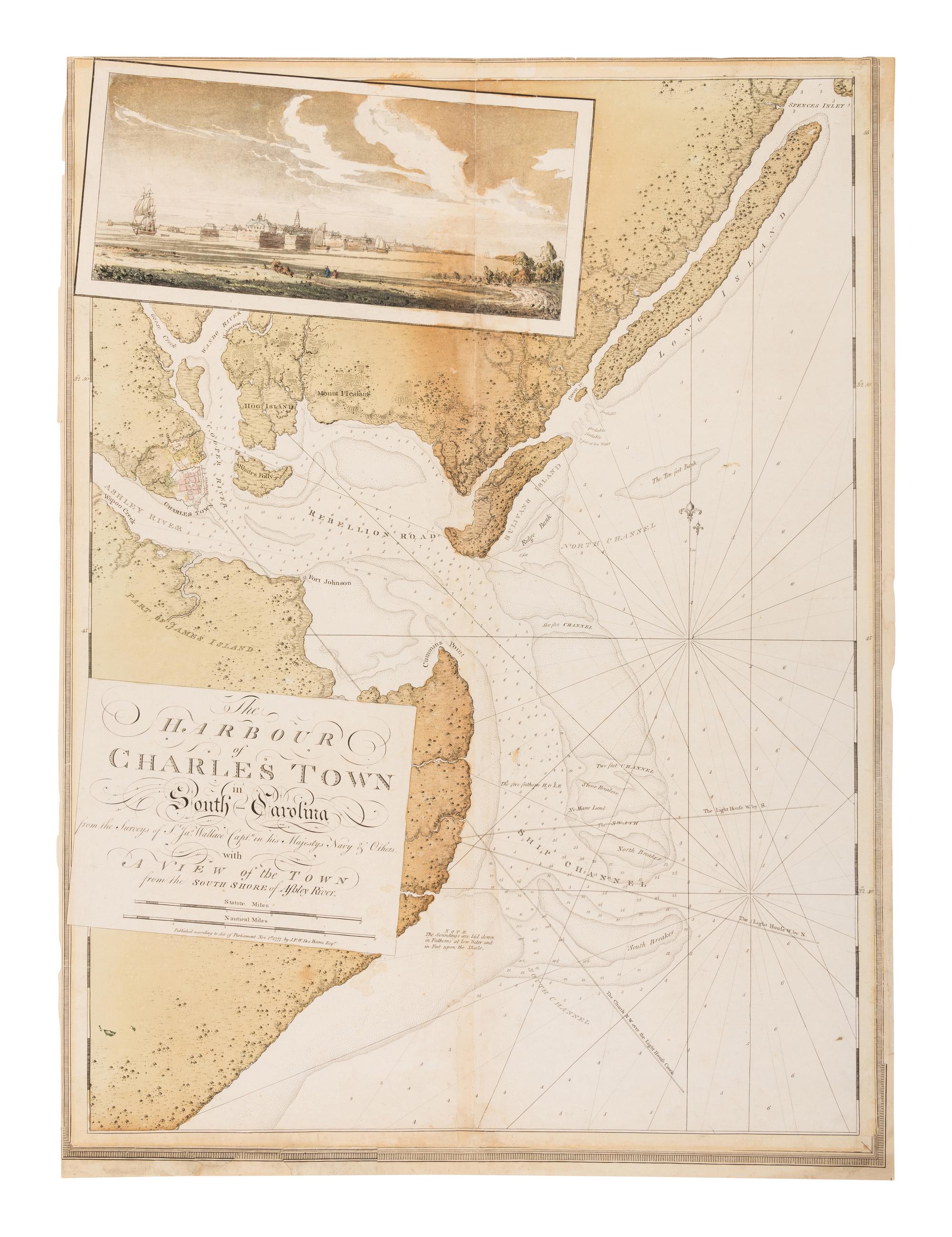 [MAP]. DES BARRES, Joseph Frederick Wallet (1721-1824). The Harbour of Charles Town in South-Carolina... London, 1777.