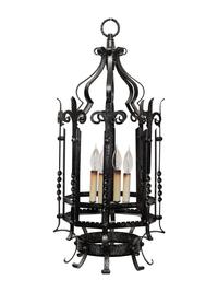 A Baroque Style Wrought Metal Hall Lantern