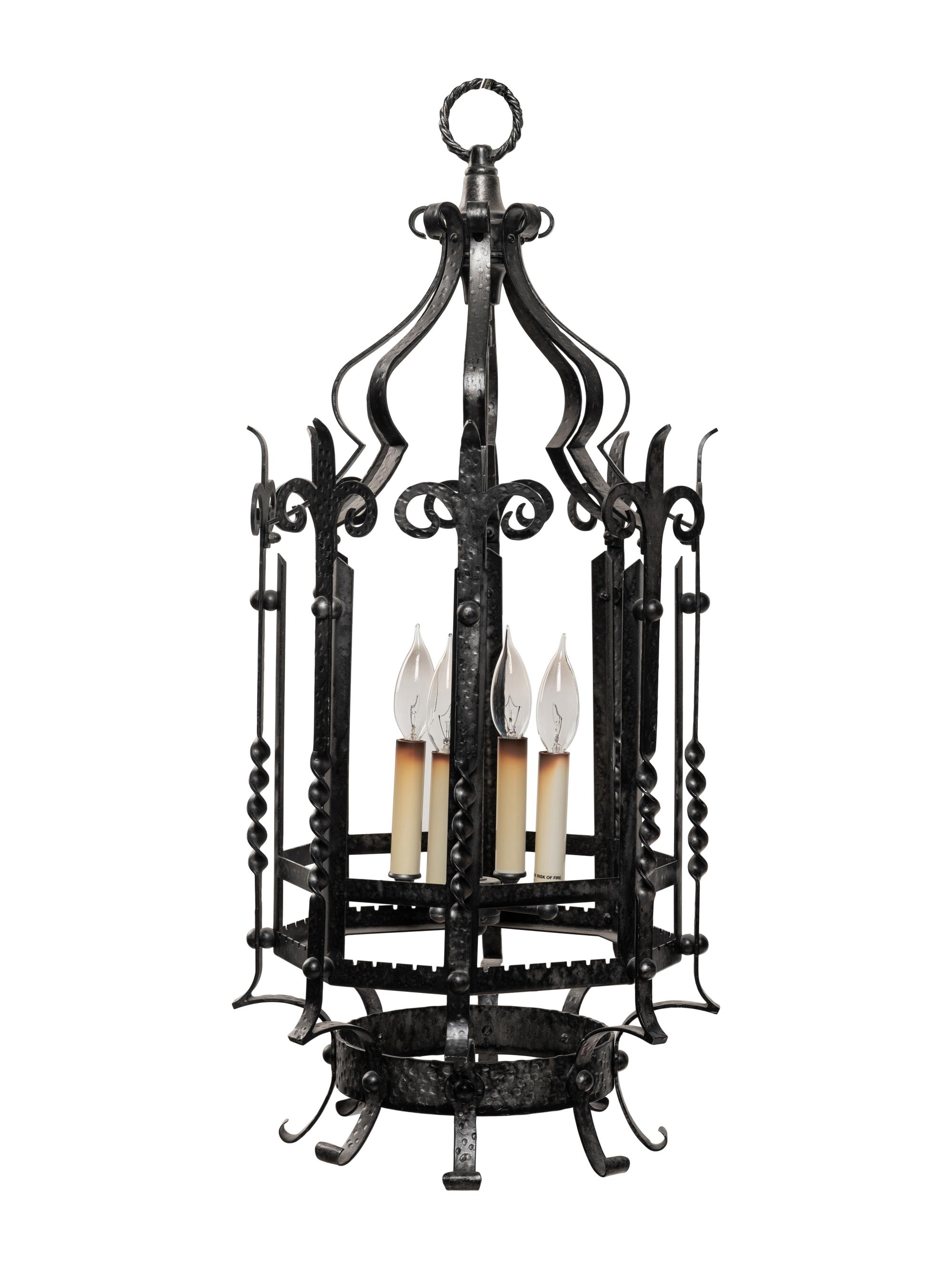A Baroque Style Wrought Metal Hall Lantern