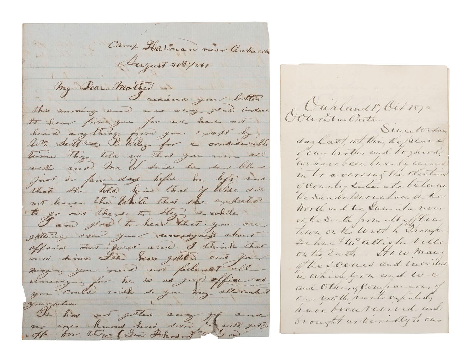 [CIVIL WAR] -- [RAILROAD]. The McAllister family archive, including papers of Captain Thompson McAllister, 27th Virginia Infantry, and his Union family members.