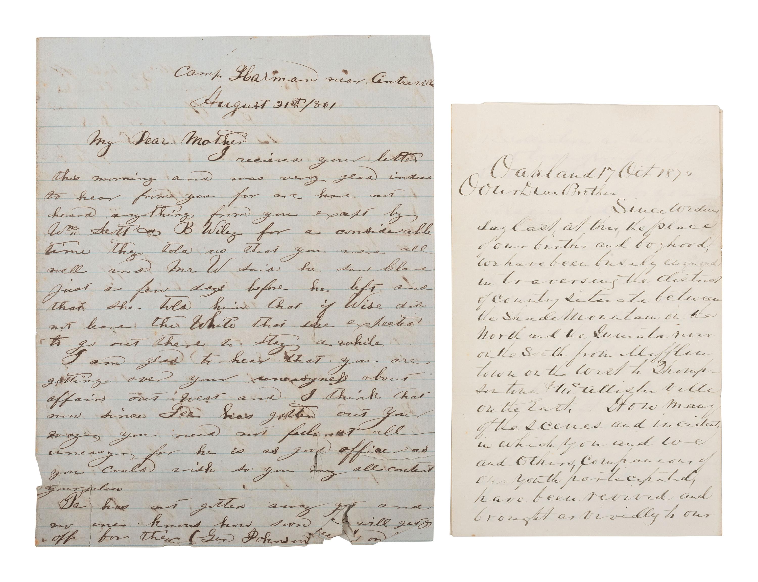 [CIVIL WAR] -- [RAILROAD]. The McAllister family archive, including papers of Captain Thompson McAllister, 27th Virginia Infantry, and his Union family members.