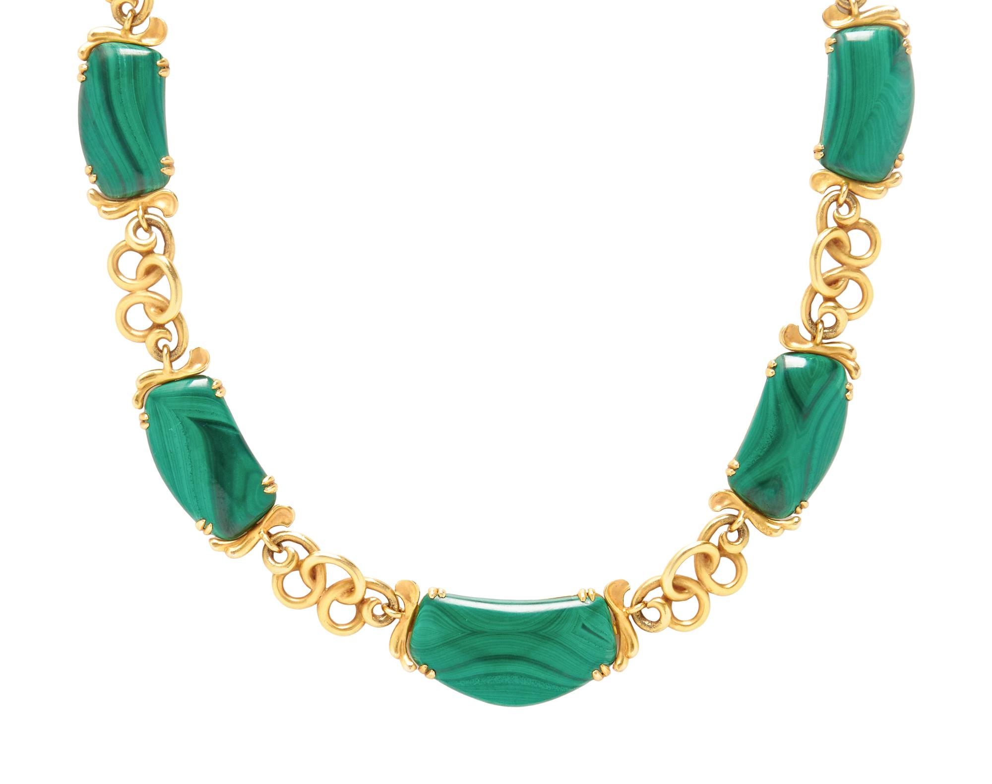 YELLOW GOLD AND MALACHITE NECKLACE