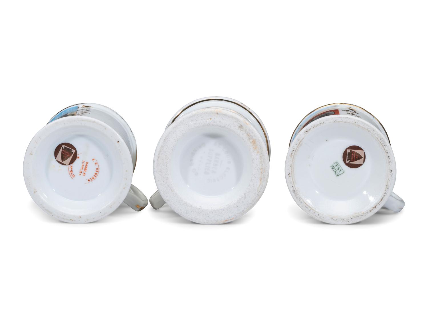 Three Porcelain Occupational Shaving Mugs