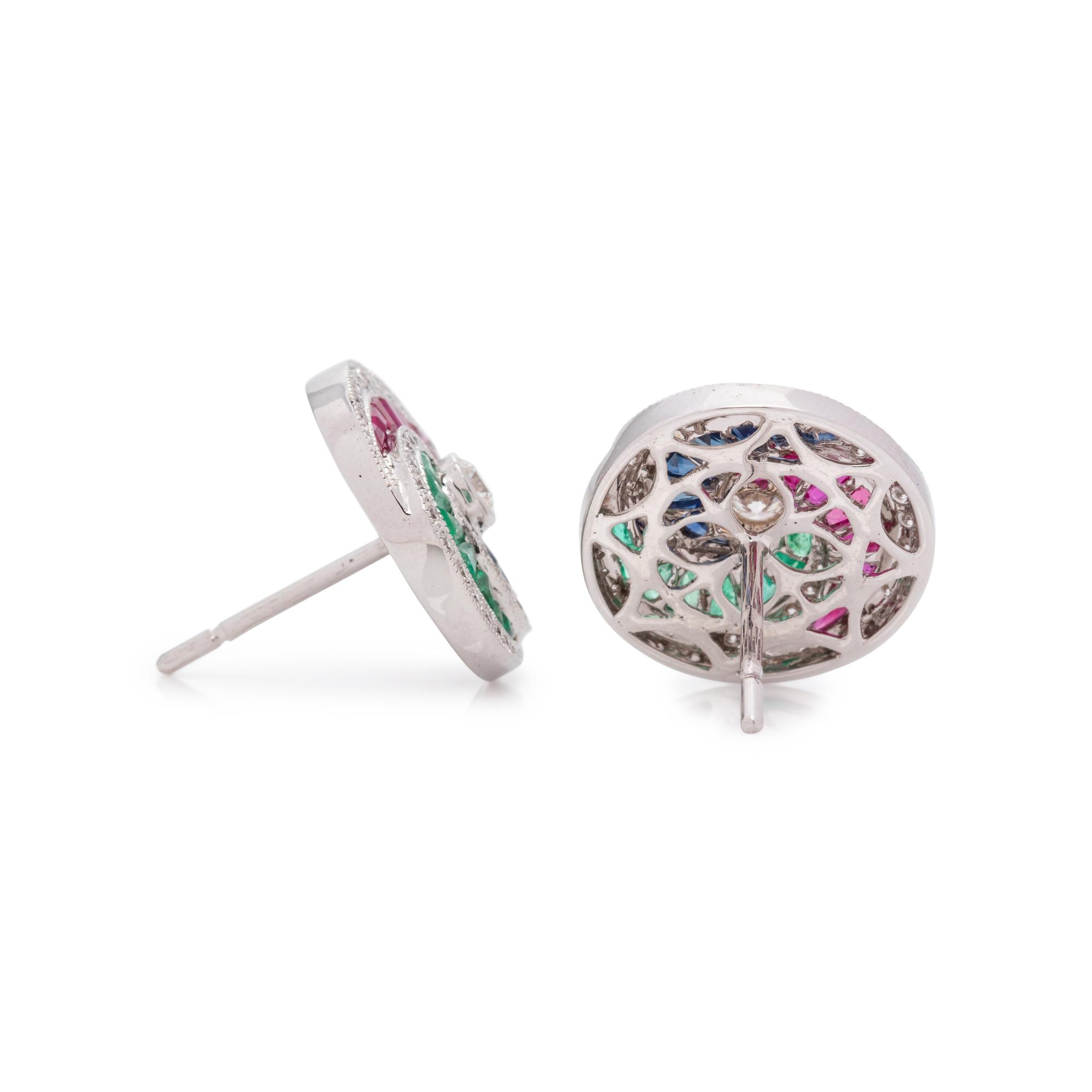 MULTIGEM AND DIAMOND STUD EARRINGS