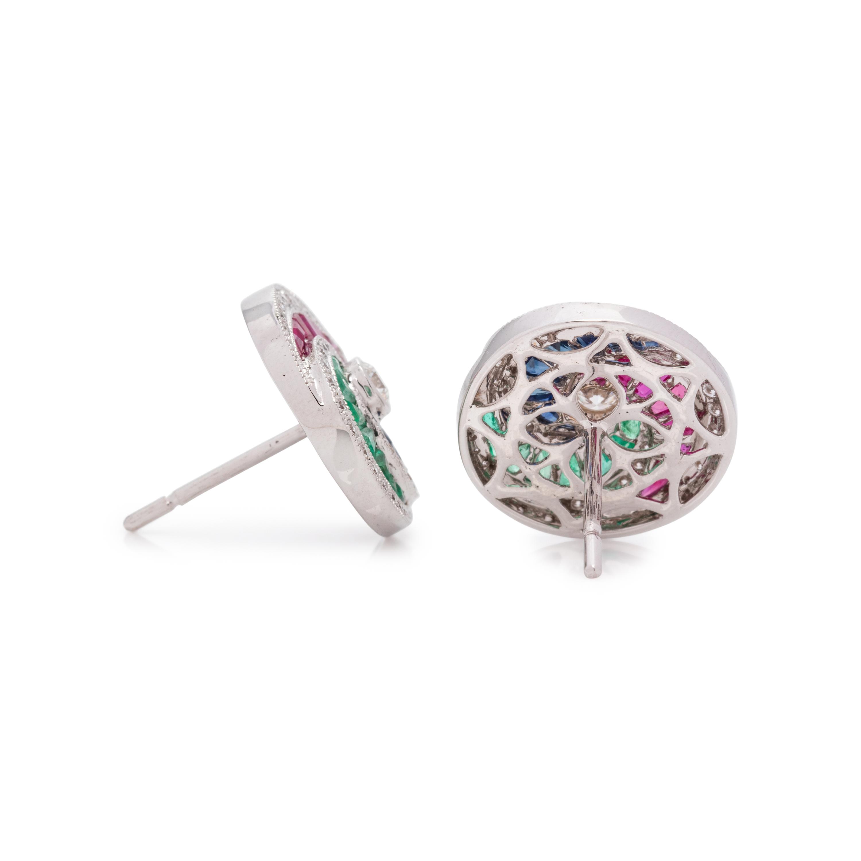 MULTIGEM AND DIAMOND STUD EARRINGS