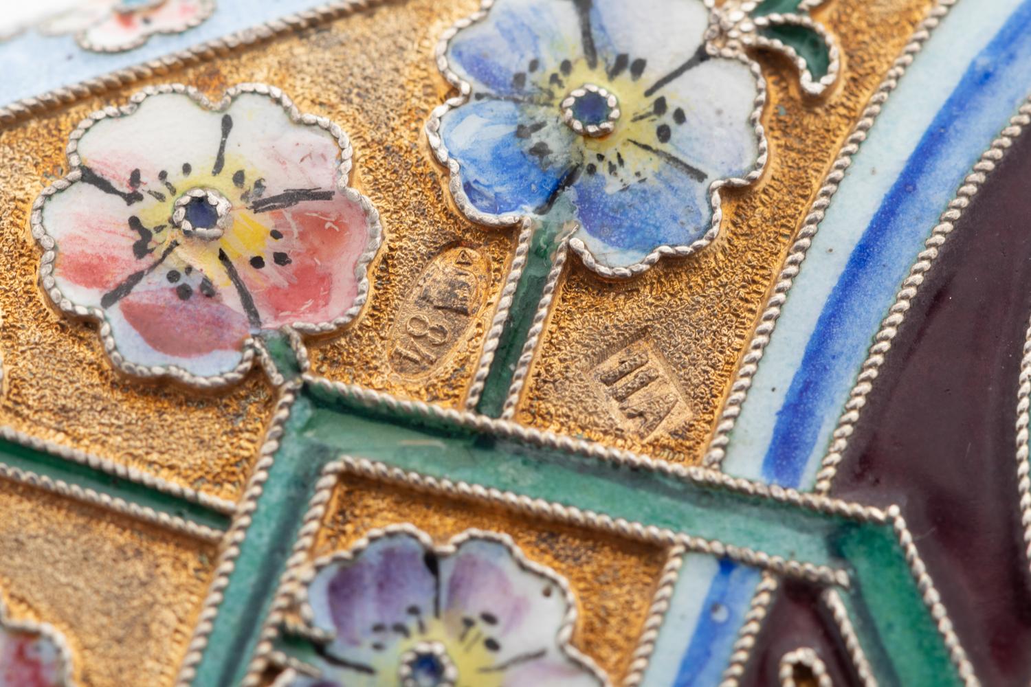 A Russian Silver-Gilt and Shaded Enamel Cigarette Case