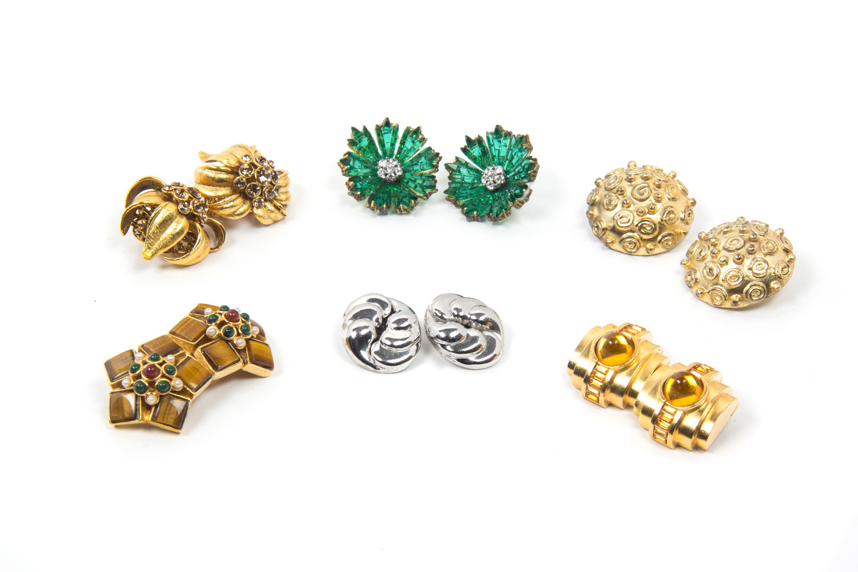 A Group of Stamped Earclips,