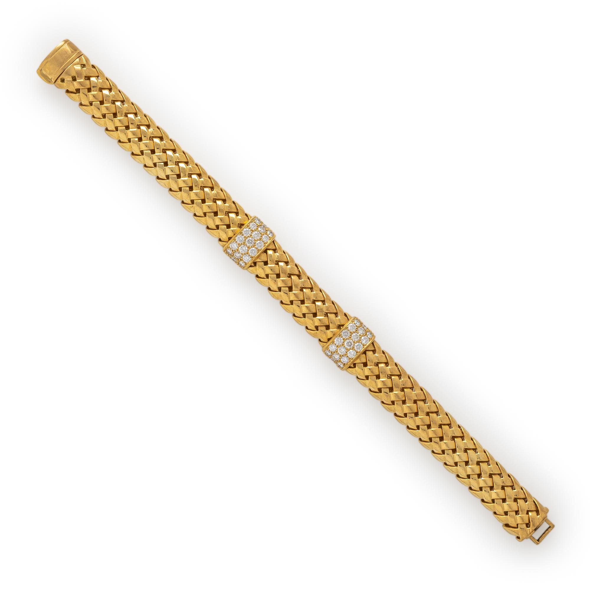 Tiffany & Co., 'Vannerie', Yellow Gold and Diamond Bracelet