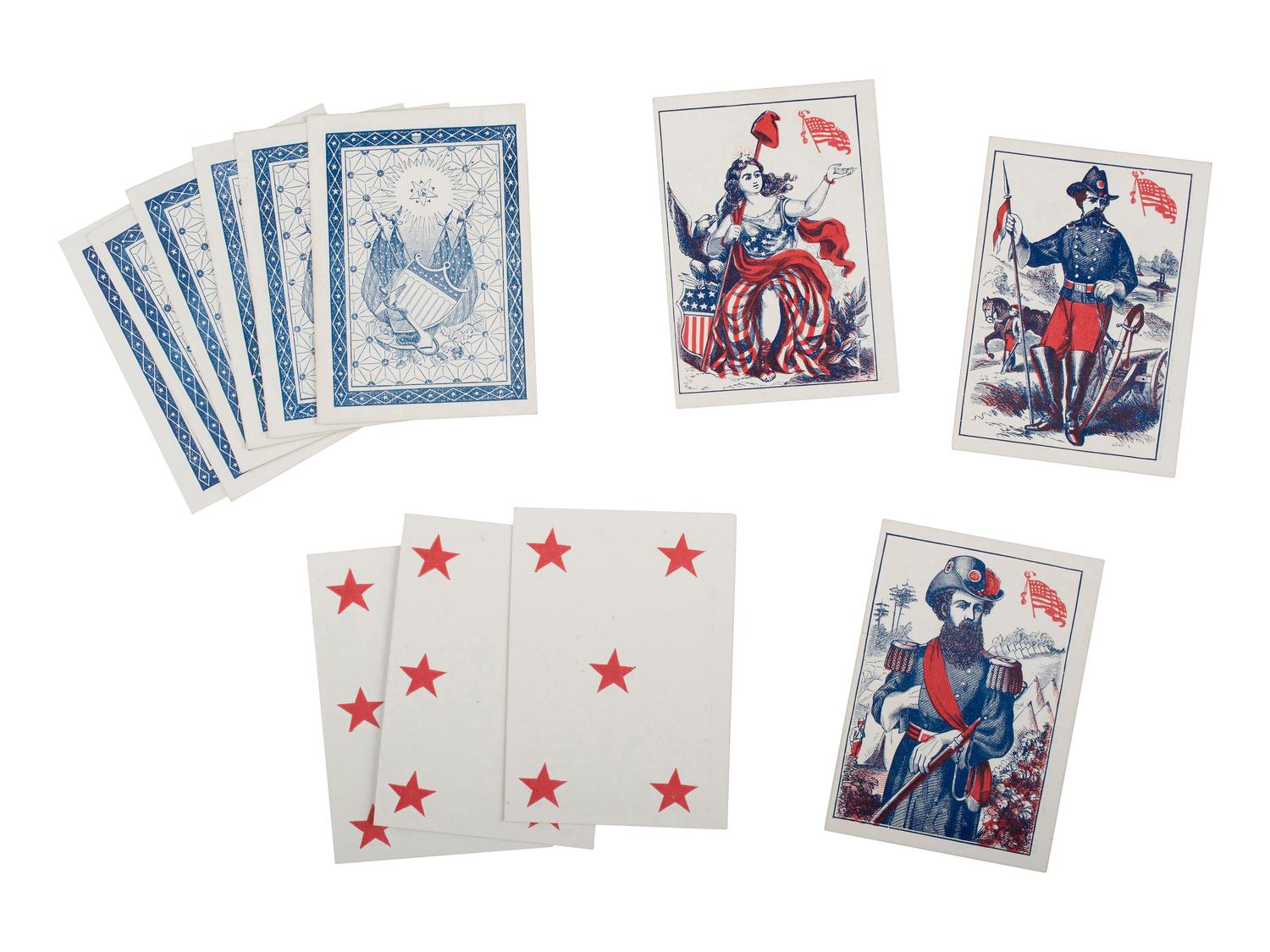 [CIVIL WAR]. Full deck of "Union Cards" with original box. New York: American Card Co., 1862.