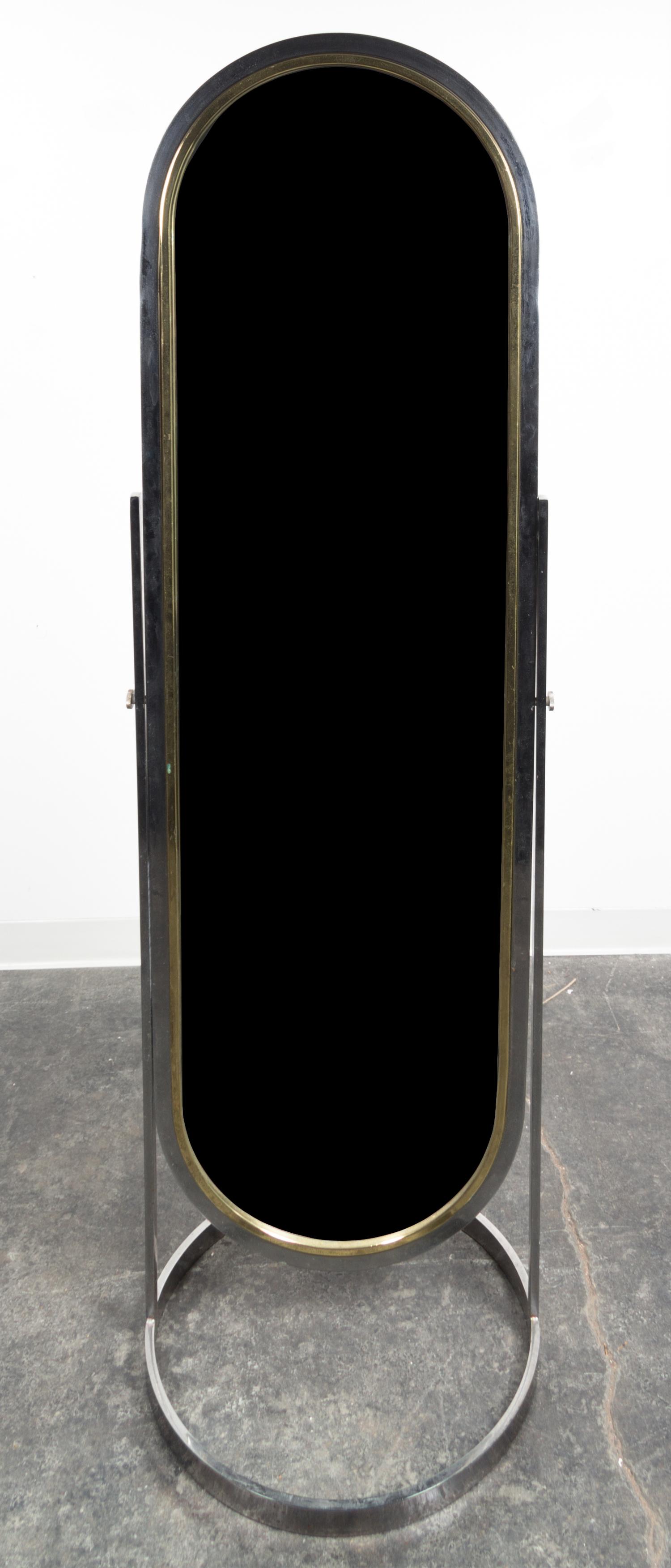 A Modern Chromed Aluminum Cheval Mirror Height 71 1/8 inches.