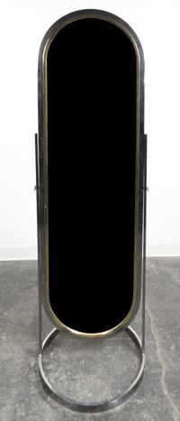 A Modern Chromed Aluminum Cheval Mirror Height 71 1/8 inches.