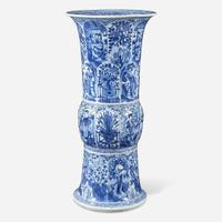 A large Chinese blue and white porcelain gu-form beaker vase Kangxi period