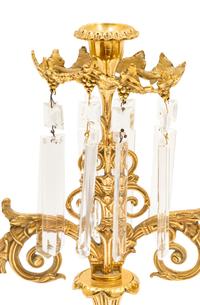 A Pair of Three Light Prism Candelabras